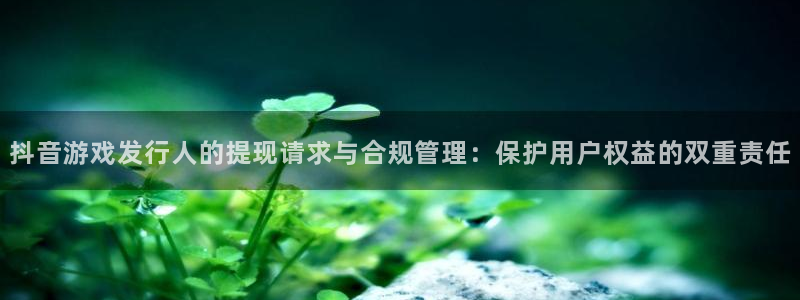新宝GG官网平台代理条件如何：抖音游戏发行人的提现请求与合规管理：保护用户权益的双重责任
